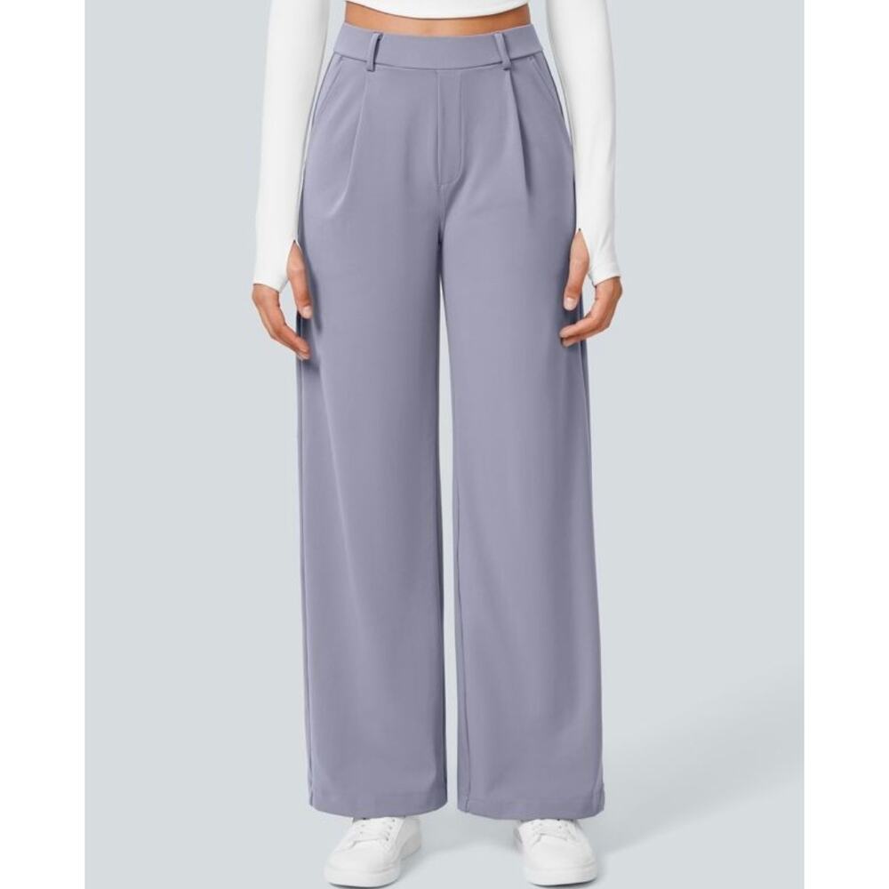 Sz Med HALARA Icelandic Blue Flex™ DayStretch Hi-Waist Pocket Straight Leg Pants